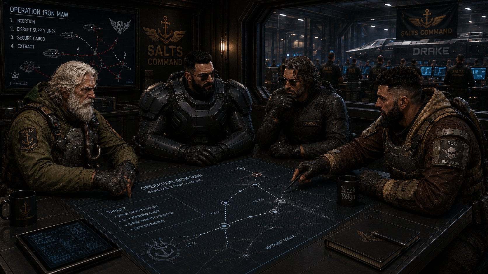 Old Salt, DevilDog, Chakrul and Bubbaloo planning Operation Iron Maw