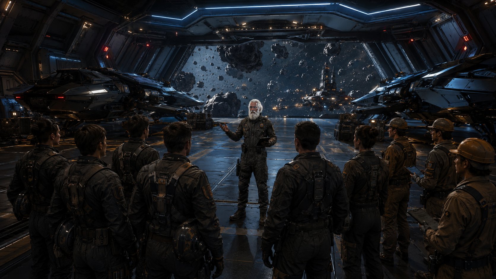 Old Salt briefing the crew