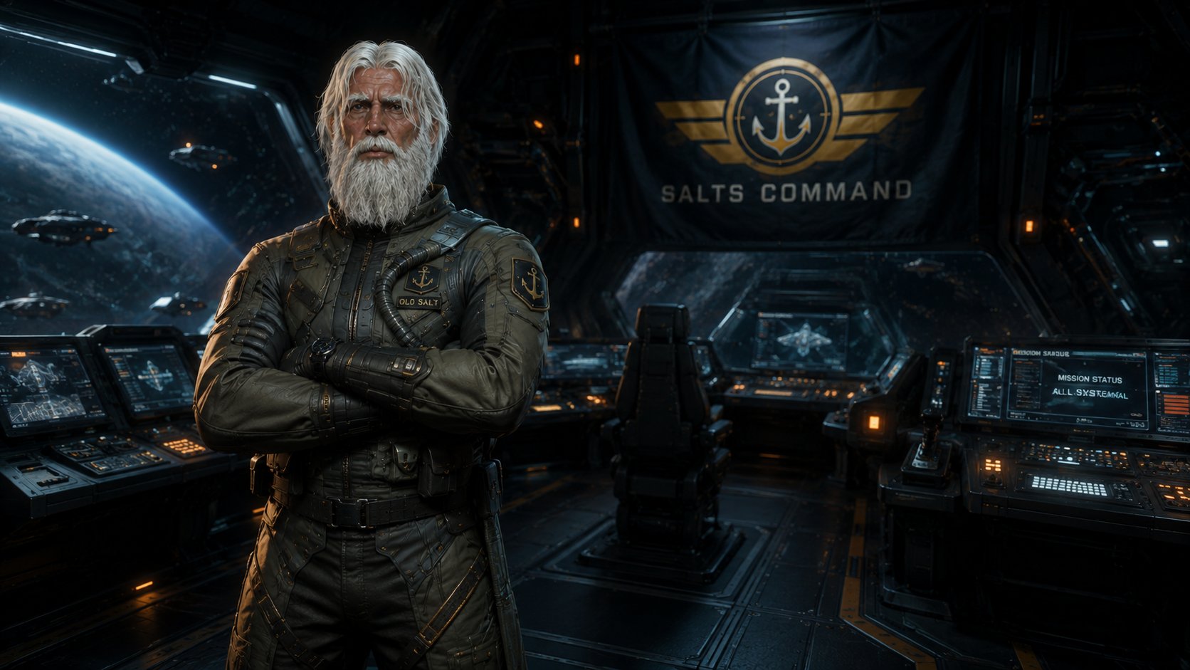 Old Salt, figurehead of Salts Command, on the command bridge